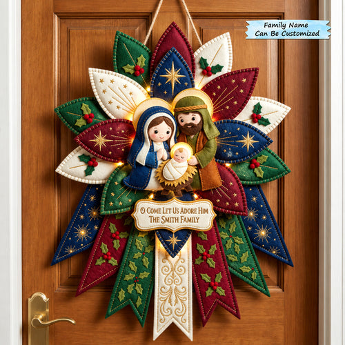 Christmas Nativity Custom Shape Felt Door Hanger QTCUZ GFTOMA14906