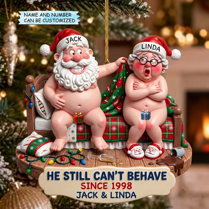 Personalized Santa Couple Christmas Mica Ornament QTCUZ GFTOMA14892