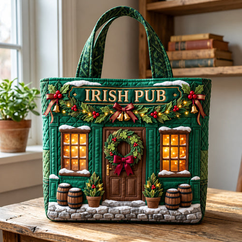 Christmas Irish Pub Quilted Tote Bag GFTOMA14968