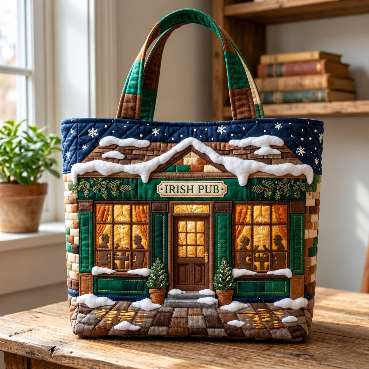 Winter Irish Pub Quilted Tote Bag GFTOMA14971