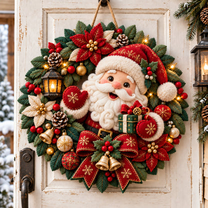 Santa Wreath Custom Shape Felt Door Hanger GFTOMA15000