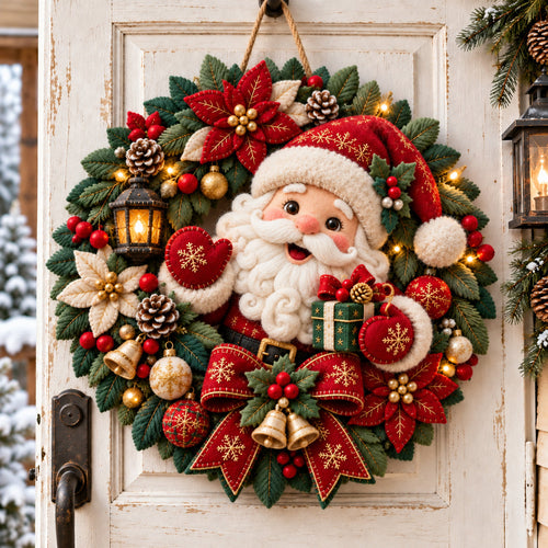 Santa Wreath Custom Shape Felt Door Hanger GFTOMA15000