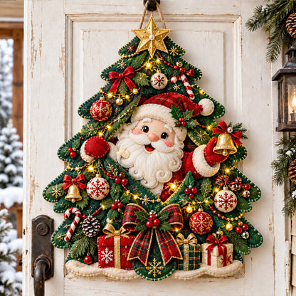 Santa Tree Custom Shape Felt Door Hanger GFTOMA15003