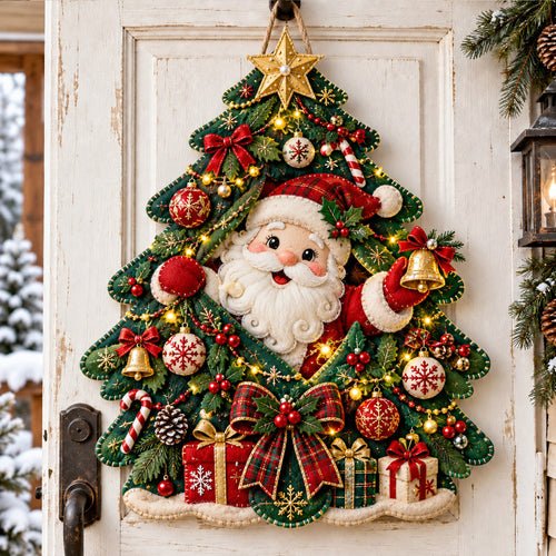 Santa Tree Custom Shape Felt Door Hanger GFTOMA15003