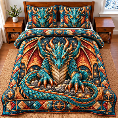 Fire Dragon 3-Piece Quilted Bedding Set GFTOMA15034