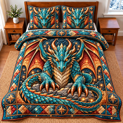 Fire Dragon 3-Piece Quilted Bedding Set GFTOMA15034
