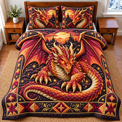 Flame Dragon 3-Piece Quilted Bedding Set GFTOMA15037