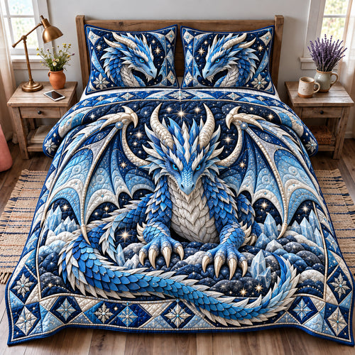 Ice Dragon 3-Piece Quilted Bedding Set GFTOMA15039