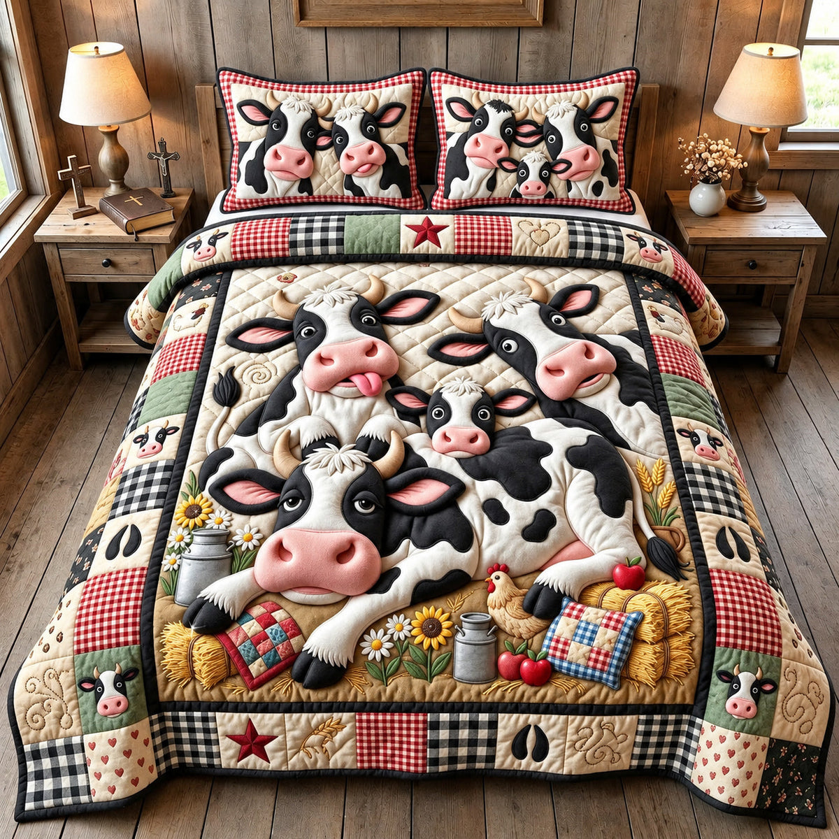 Funny Cow 3-Piece Quilted Bedding Set GFTOMA15041