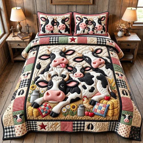Funny Cow 3-Piece Quilted Bedding Set GFTOMA15041