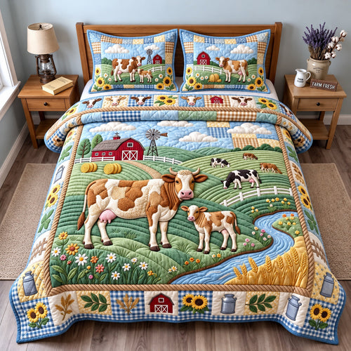 Country Cow 3-Piece Quilted Bedding Set GFTOMA15043