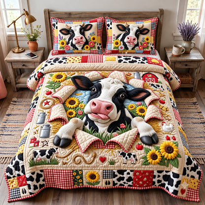 Cute Cow 3-Piece Quilted Bedding Set GFTOMA15044