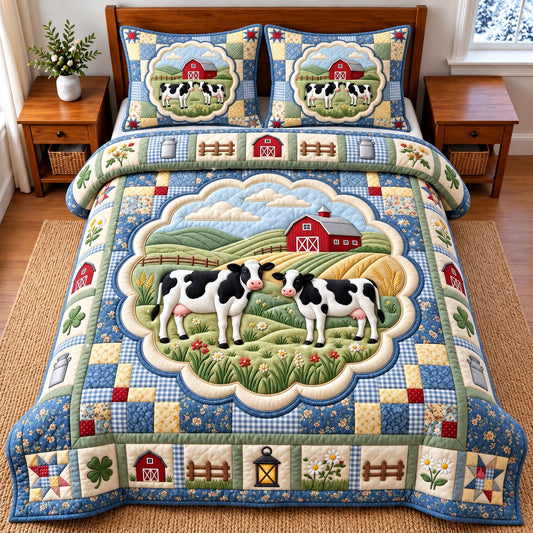 Dairy Cow 3-Piece Quilted Bedding Set GFTOMA15045