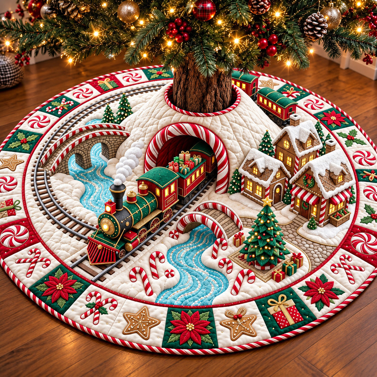 Candy Train Quilted Tree Skirt GFTOMA15079