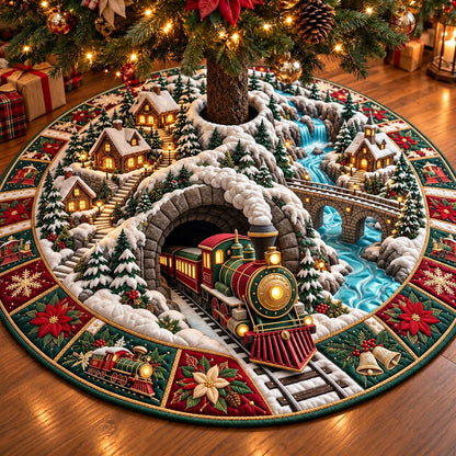 Mountain Train Quilted Tree Skirt GFTOMA15081