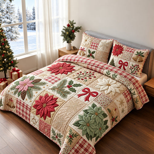Christmas Patchwork 3-Piece Quilted Bedding Set GFTOMA15117