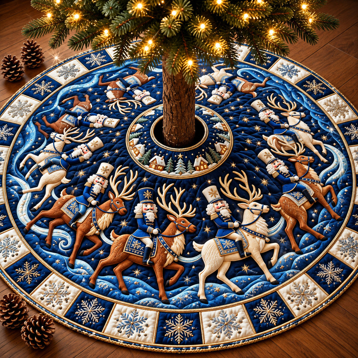 Reindeer Dance Quilted Tree Skirt GFTOMA15118