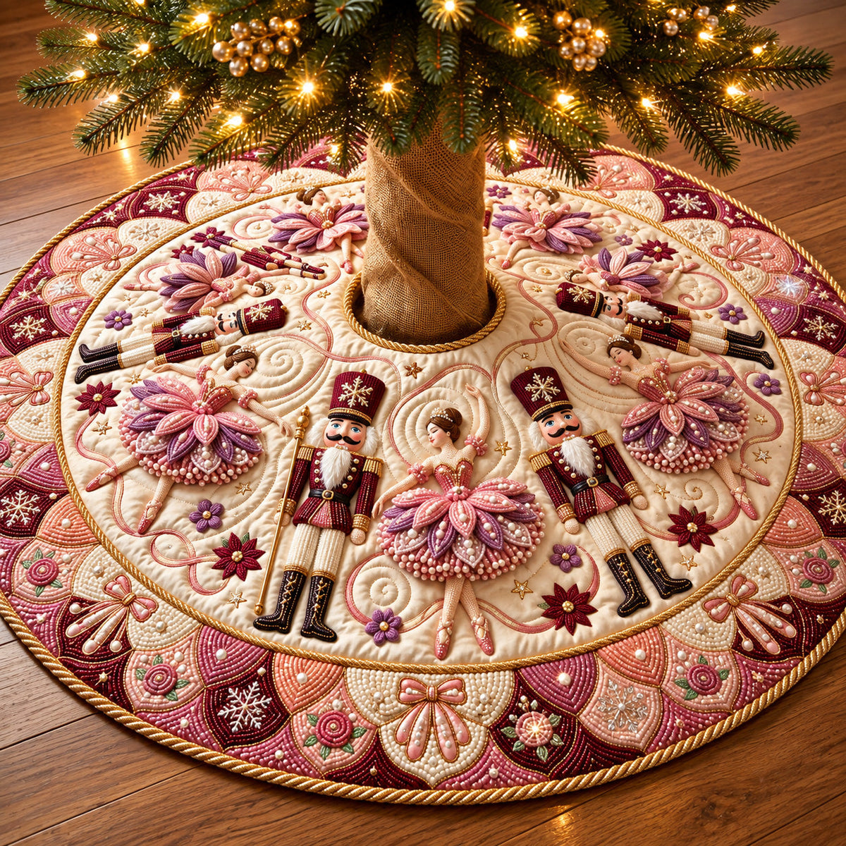 Pink Nutcracker Quilted Tree Skirt GFTOMA15123
