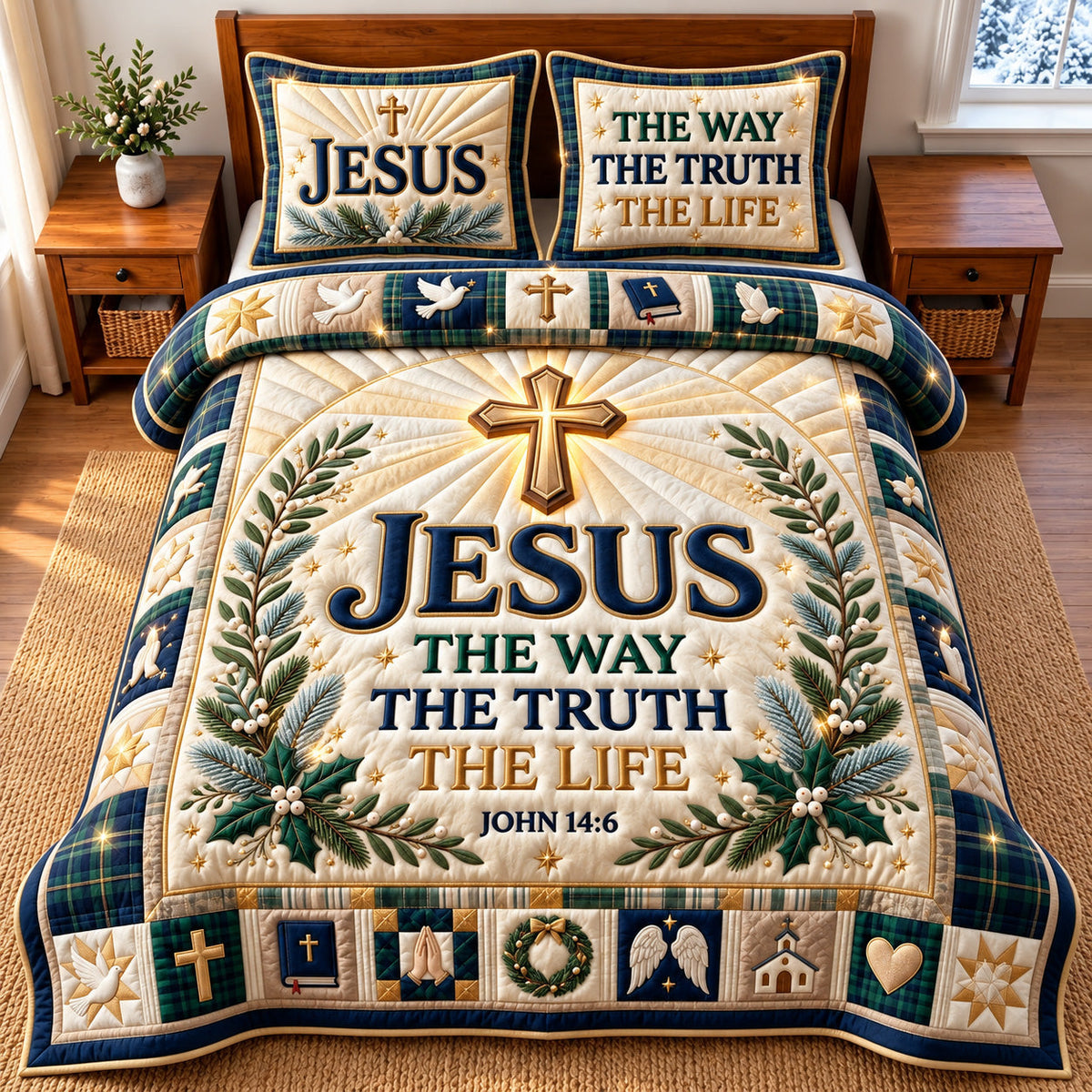 Jesus The Way 3-Piece Quilted Bedding Set GFTOMA15142