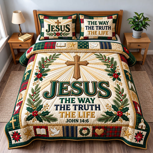 Faithful Jesus 3-Piece Quilted Bedding Set GFTOMA15143