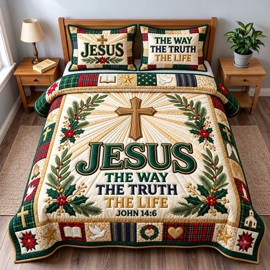 Faithful Jesus 3-Piece Quilted Bedding Set GFTOMA15143