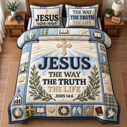 Jesus Truth Life 3-Piece Quilted Bedding Set GFTOMA15144