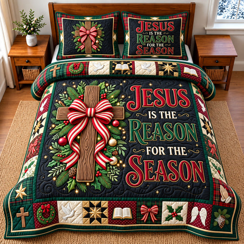 Jesus Christmas 3-Piece Quilted Bedding Set GFTOMA15147