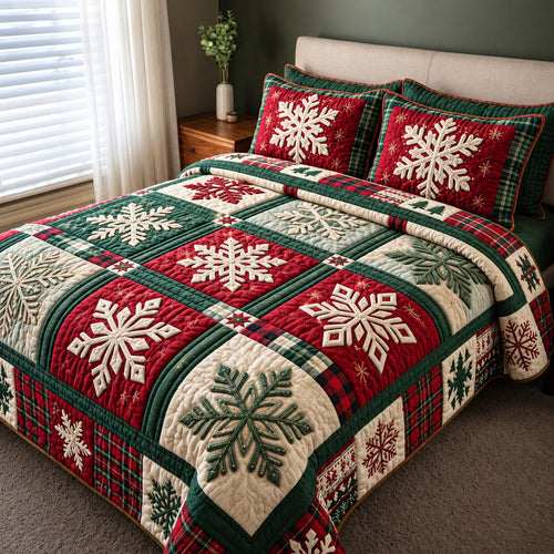 Christmas Snowflake 3-Piece Quilted Bedding Set GFTOMA15150
