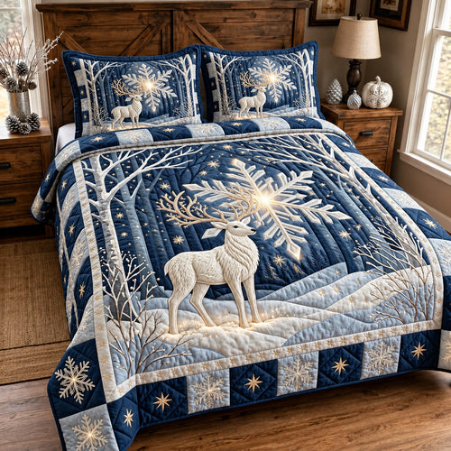 Winter Reindeer 3-Piece Quilted Bedding Set GFTOMA15152
