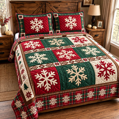 Holiday Snowflake 3-Piece Quilted Bedding Set GFTOMA15153