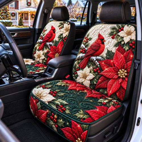 Poinsettia Cardinal Quilted Car Seat Protector GFTOMA15204