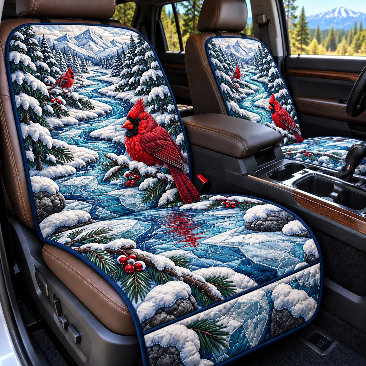 Winter Cardinal Quilted Car Seat Protector GFTOMA15205