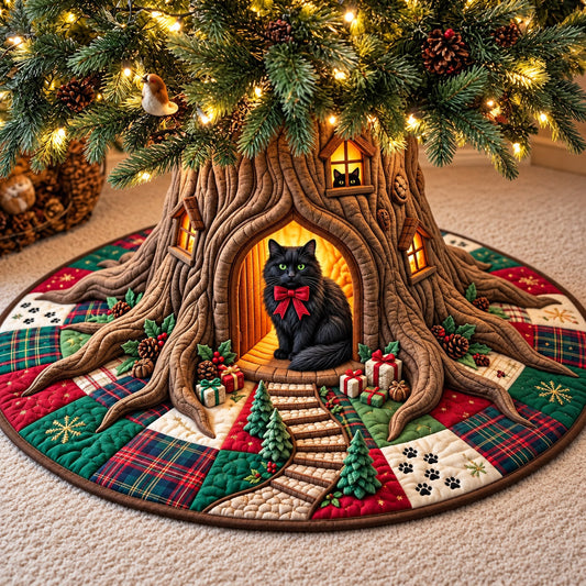 Christmas Tree Cat Quilted Tree Skirt GFTOMA15211