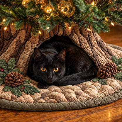 Woodland Cat Den Quilted Tree Skirt GFTOMA15212