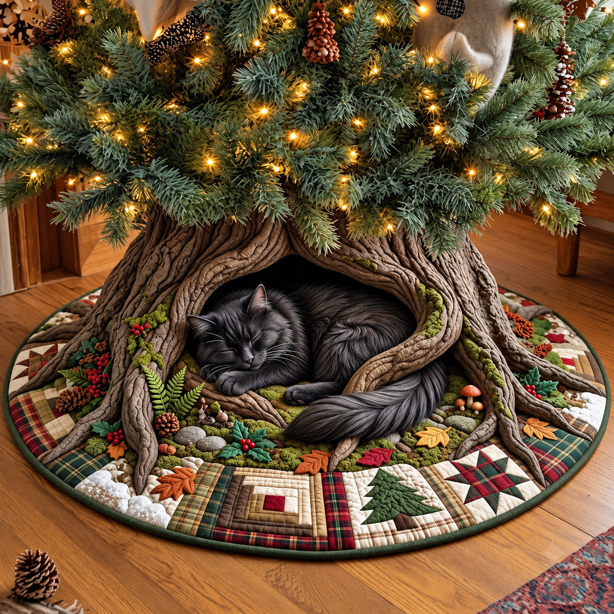 Cozy Cat Den Quilted Tree Skirt GFTOMA15214