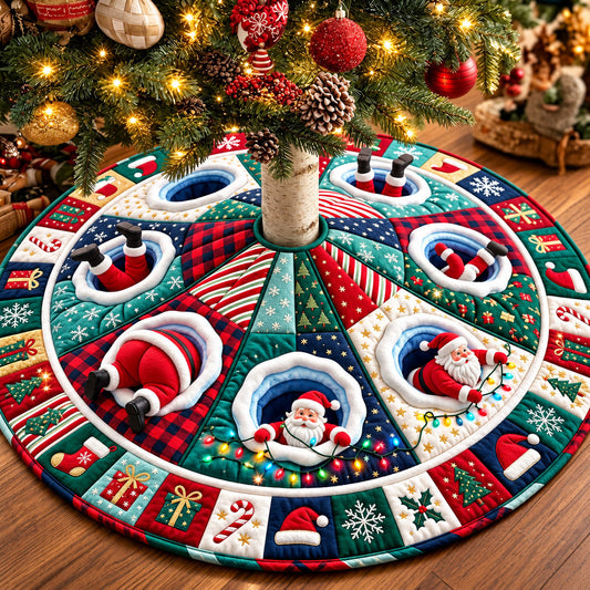 Santa Snow Circle Quilted Tree Skirt GFTOMA15216