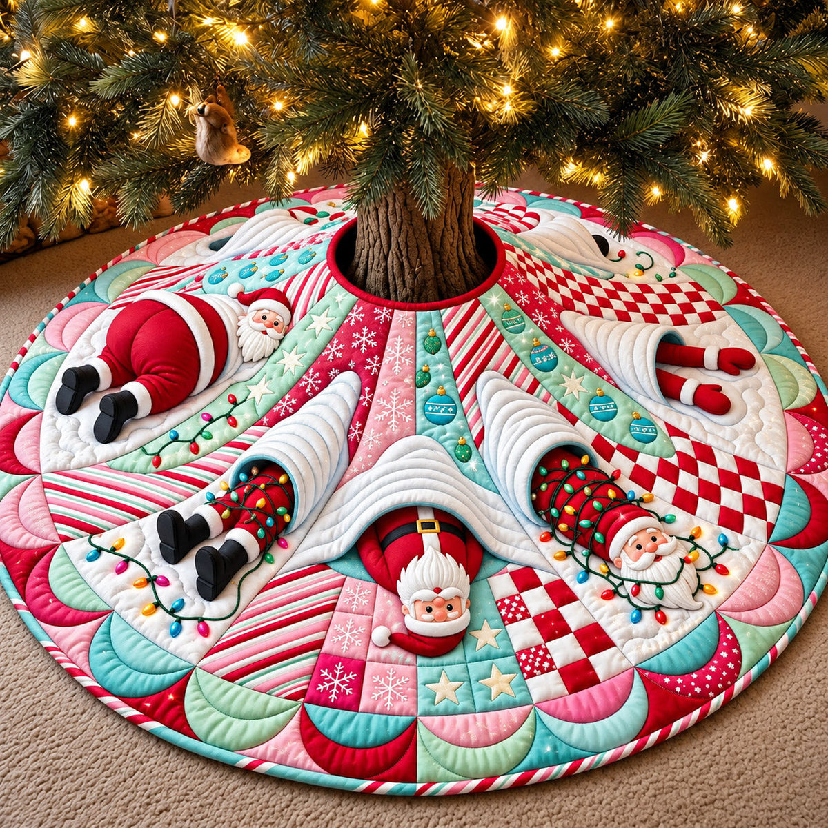 Candy Santa Quilted Tree Skirt GFTOMA15221