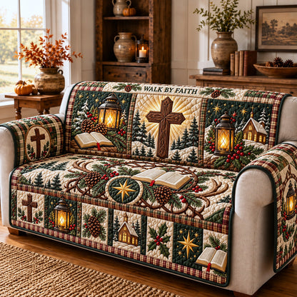 Faith Cross Quilted Sofa Cover GFTOMA15275