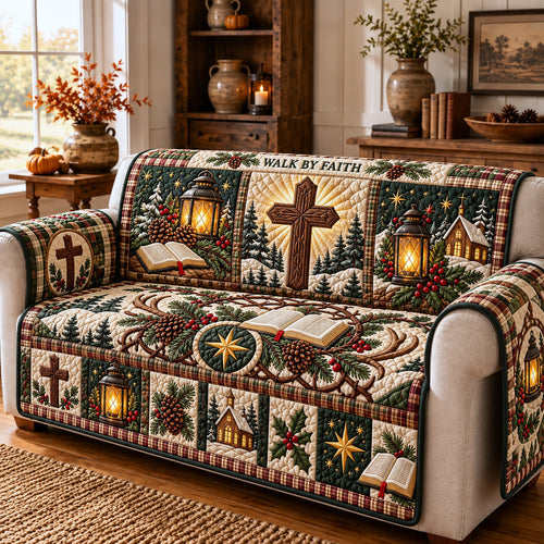 Faith Cross Quilted Sofa Cover GFTOMA15275