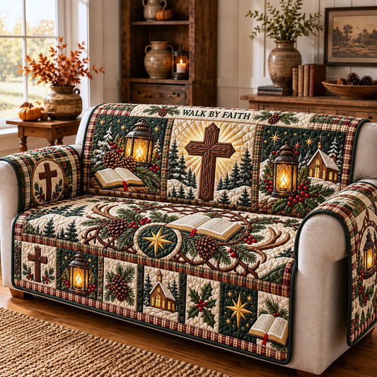 Faith Cross Quilted Sofa Cover GFTOMA15275