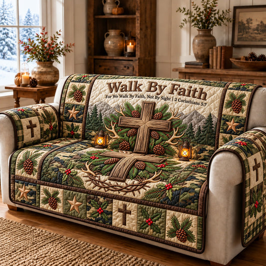 Walk By Faith Quilted Sofa Cover GFTOMA15277
