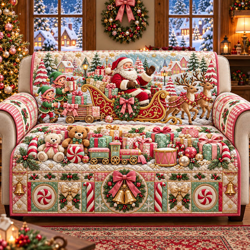 Santa Candyland Quilted Sofa Cover GFTOMA15281