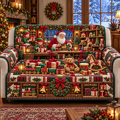 Santa Toyshop Quilted Sofa Cover GFTOMA15282
