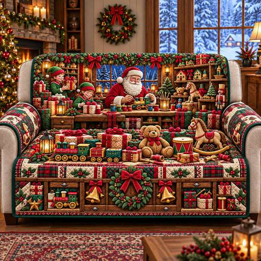 Santa Toyshop Quilted Sofa Cover GFTOMA15282