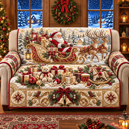 Santa Sleigh Quilted Sofa Cover GFTOMA15283