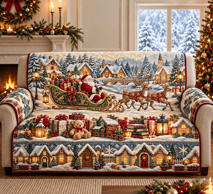 Santa Winter Village Quilted Sofa Cover GFTOMA15285