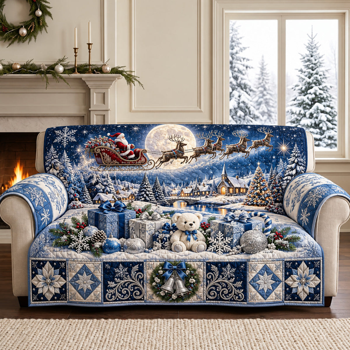 Moonlit Christmas Quilted Sofa Cover GFTOMA15286
