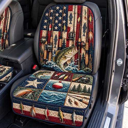 Patriotic Fishing Quilted Car Seat Protector GFTOMA15298