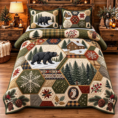 Woodland Bear 3-Piece Quilted Bedding Set GFTOMA15323