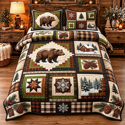 Bear Patchwork 3-Piece Quilted Bedding Set GFTOMA15324